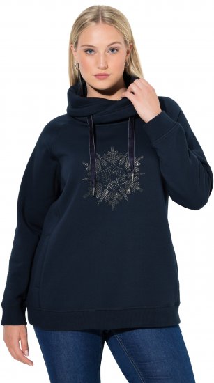 Ulla Popken Rhinestone Snowflake Turtleneck Sweatshirt Navy - Bluzy & bluzy z kapturem - 