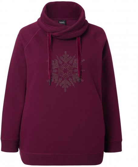 Ulla Popken Rhinestone Snowflake Turtleneck Sweatshirt Dark Ruby - Bluzy & bluzy z kapturem - 
