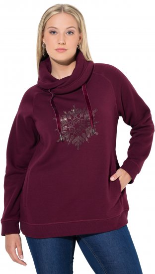 Ulla Popken Rhinestone Snowflake Turtleneck Sweatshirt Dark Ruby - Bluzy & bluzy z kapturem - 