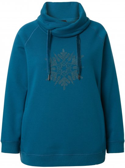 Ulla Popken Rhinestone Snowflake Turtleneck Sweatshirt Teal - Bluzy & bluzy z kapturem - 