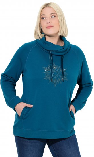 Ulla Popken Rhinestone Snowflake Turtleneck Sweatshirt Teal - Bluzy & bluzy z kapturem - 