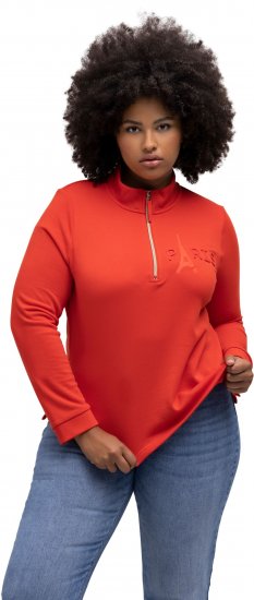 Ulla Popken PARIS Theme Zip Neck Sweatshirt Light Red - Bluzy & bluzy z kapturem - 