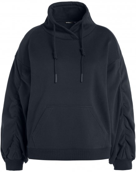 Ulla Popken Gathered Sleeve Oversized Fit Sweatshirt Navy - Bluzy & bluzy z kapturem - 