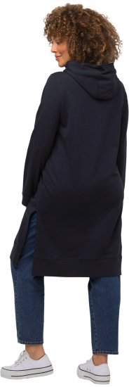 Ulla Popken Extra Long Abstract Graphic Hoodie Navy - Bluzy & bluzy z kapturem - 
