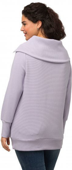 Ulla Popken Long Sleeve Troyer Collar Sweatshirt Pastel Lilac - Bluzy & bluzy z kapturem - 