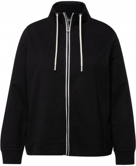 Ulla Popken Contrast Color Zip Up Sweatshirt Black - Bluzy & bluzy z kapturem - 