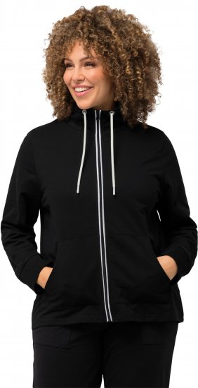 Ulla Popken Contrast Color Zip Up Sweatshirt Black - Bluzy & bluzy z kapturem - 