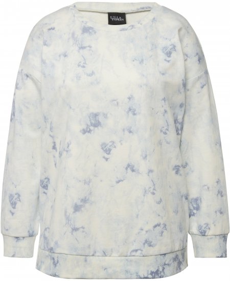Ulla Popken Tie-Dyed Long Sleeve Sweatshirt Snow White - Bluzy & bluzy z kapturem - 