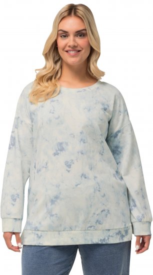 Ulla Popken Tie-Dyed Long Sleeve Sweatshirt Snow White - Bluzy & bluzy z kapturem - 