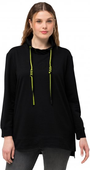 Ulla Popken GLOW Lettered Collared Sweatshirt Black - Bluzy & bluzy z kapturem - 