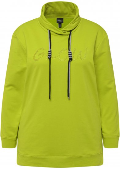 Ulla Popken GLOW Lettered Collared Sweatshirt Apple Green - Bluzy & bluzy z kapturem - 