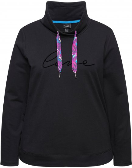 Ulla Popken Stand-Up Collar Long Sleeve Sweatshirt Black - Bluzy & bluzy z kapturem - 