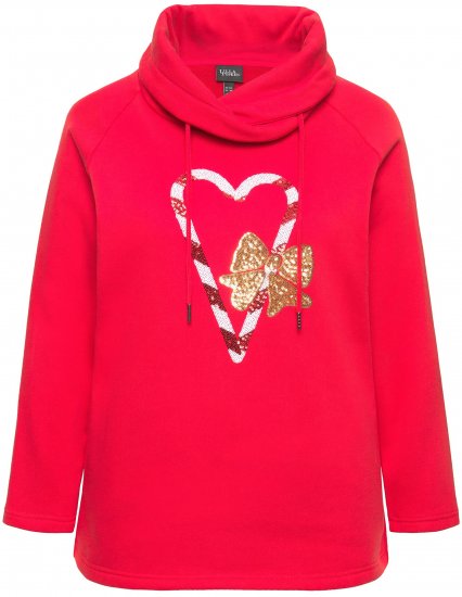 Ulla Popken Sparkling Candy Cane Graphic Sweatshirt Salsa - Bluzy & bluzy z kapturem - 