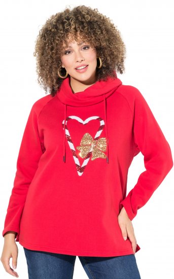 Ulla Popken Sparkling Candy Cane Graphic Sweatshirt Salsa - Bluzy & bluzy z kapturem - 