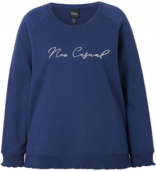 Ulla Popken NEW CASUAL Ruffled Hem Sweatshirt Navy - Bluzy & bluzy z kapturem - 