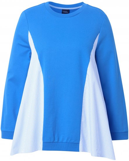 Ulla Popken Pinstripe Gore Long Sleeve Sweatshirt Peacock Blue - Bluzy & bluzy z kapturem - 
