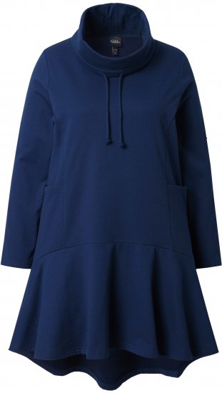 Ulla Popken Flounce Panel Long Sleeve Sweatshirt Dress Navy - Bluzy & bluzy z kapturem - 
