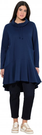 Ulla Popken Flounce Panel Long Sleeve Sweatshirt Dress Navy - Bluzy & bluzy z kapturem - 