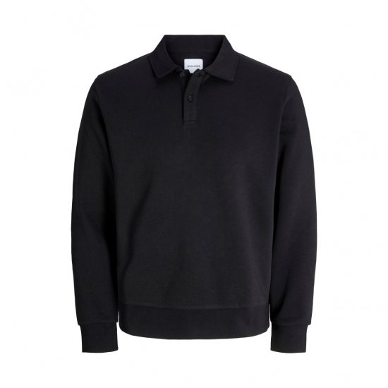 Jack & Jones Bradley Sweatshirt Polo Black - Pulóverek & Kapucnis pulóverek - Pulóverek & Kapucnis pulóver 2XL-12XL