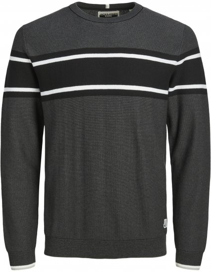 Jack & Jones Logan Spring Knitted Pullover Black - Pulóverek & kapucnis pulóverek - Pulóverek & Kapucnis pulóver 2XL-12XL