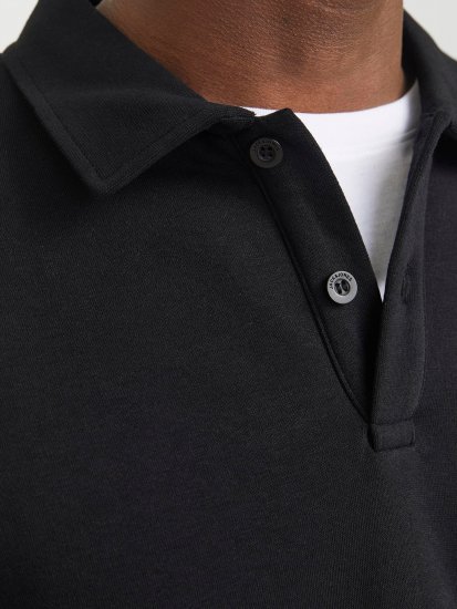 Jack & Jones Bradley Sweatshirt Polo Black - Pulóverek & kapucnis pulóverek - Pulóverek & Kapucnis pulóver 2XL-12XL