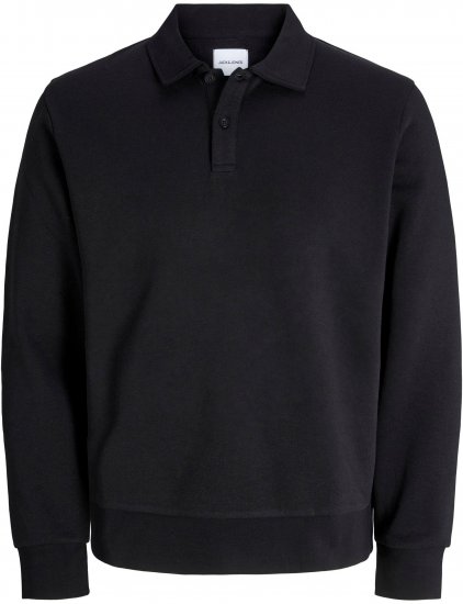 Jack & Jones Bradley Sweatshirt Polo Black - Pulóverek & kapucnis pulóverek - Pulóverek & Kapucnis pulóver 2XL-12XL