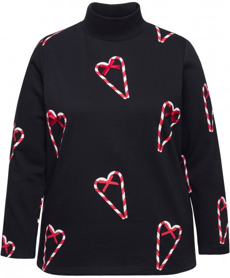 Ulla Popken Candy Cane Graphic Sweatshirt Black - Bluzy & bluzy z kapturem - 