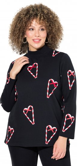 Ulla Popken Candy Cane Graphic Sweatshirt Black - Bluzy & bluzy z kapturem - 