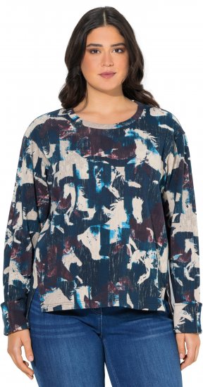 Ulla Popken Horse Print Long Sleeve Sweatshirt Navy - Bluzy & bluzy z kapturem - 
