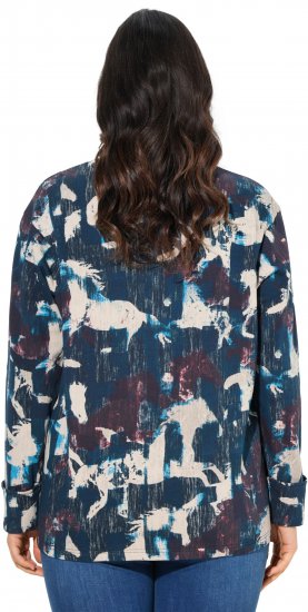 Ulla Popken Horse Print Long Sleeve Sweatshirt Navy - Bluzy & bluzy z kapturem - 