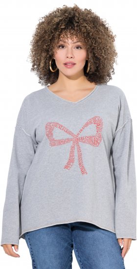 Ulla Popken Bow City Lettering Sweatshirt Light Grey Melange - Bluzy & bluzy z kapturem - 