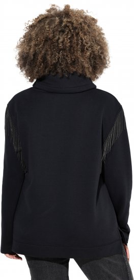 Ulla Popken Chain Fringe Smooth Fleece Sweatshirt Black - Bluzy & bluzy z kapturem - 