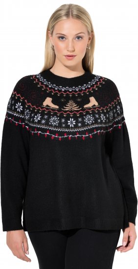 Ulla Popken Norwegian Style Christmas Sweater Black - Bluzy & bluzy z kapturem - 