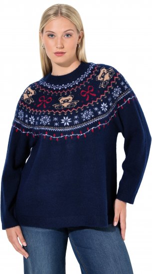 Ulla Popken Norwegian Style Christmas Sweater Blue - Bluzy & bluzy z kapturem - 