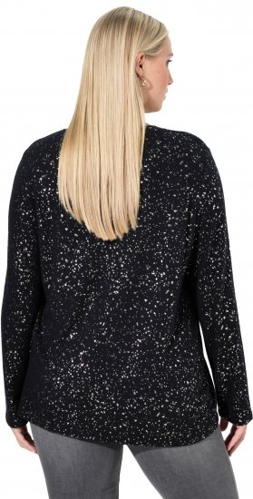 Ulla Popken Metallic Print Extra Soft Christmas Sweatshirt Black - Bluzy & bluzy z kapturem - 