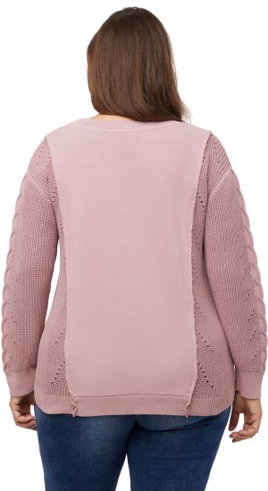 Ulla Popken Mixed Knit Patch Look Sweatshirt Old Pink - Bluzy & bluzy z kapturem - 