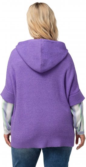 Ulla Popken Fuzzy Knit Short Sleeve Hoodie Pale Lilac - Bluzy & bluzy z kapturem - 