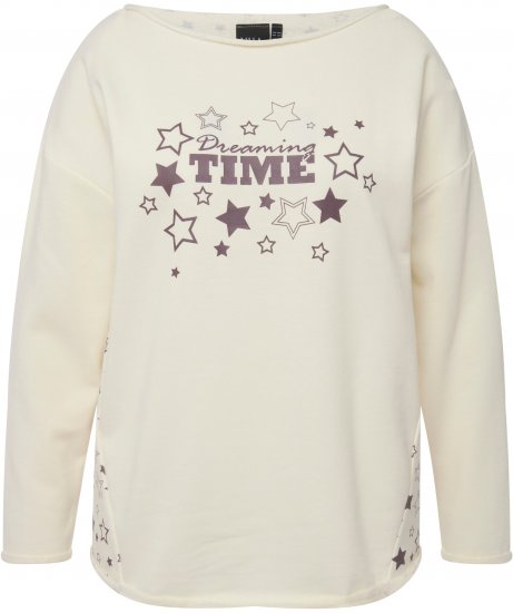 Ulla Popken Dreaming Time Long Sleeve Sweatshirt Chalk - Bluzy & bluzy z kapturem - 