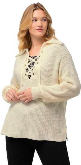 Ulla Popken Lace Up Sailor Collar Sweater Vanilla - Bluzy & bluzy z kapturem - 