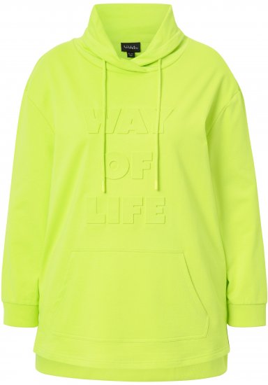 Ulla Popken Embossed Letter Sweatshirt Lime - Bluzy & bluzy z kapturem - 