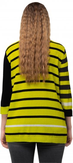 Ulla Popken Mixed Stripe 3/4 Sleeve Colorblock Sweater Apple Green - Bluzy & bluzy z kapturem - 