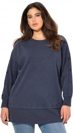Ulla Popken Layered Look Button Sleeve Sweatshirt Navy - Bluzy & bluzy z kapturem - 