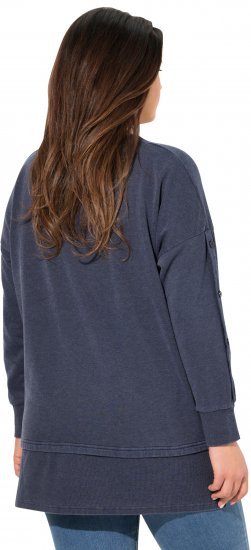 Ulla Popken Layered Look Button Sleeve Sweatshirt Navy - Bluzy & bluzy z kapturem - 