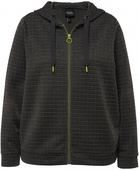 Ulla Popken Textured Metallic Knit Sweatshirt With Hood Graphite Grey - Bluzy & bluzy z kapturem - 