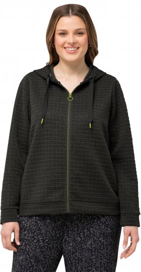 Ulla Popken Textured Metallic Knit Sweatshirt With Hood Graphite Grey - Bluzy & bluzy z kapturem - 