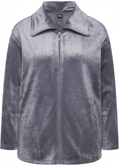 Ulla Popken Velour Loungewear Jacket Dark Grey - Bluzy & bluzy z kapturem - 