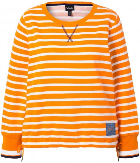 Ulla Popken Striped Drawstring Hem Sweatshirt Orange - Bluzy & bluzy z kapturem - 