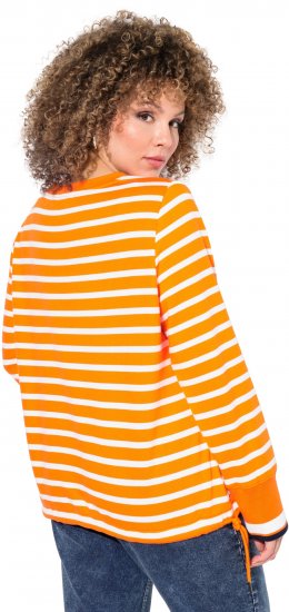 Ulla Popken Striped Drawstring Hem Sweatshirt Orange - Bluzy & bluzy z kapturem - 