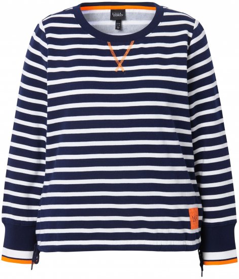 Ulla Popken Striped Drawstring Hem Sweatshirt Navy - Bluzy & bluzy z kapturem - 