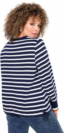 Ulla Popken Striped Drawstring Hem Sweatshirt Navy - Bluzy & bluzy z kapturem - 